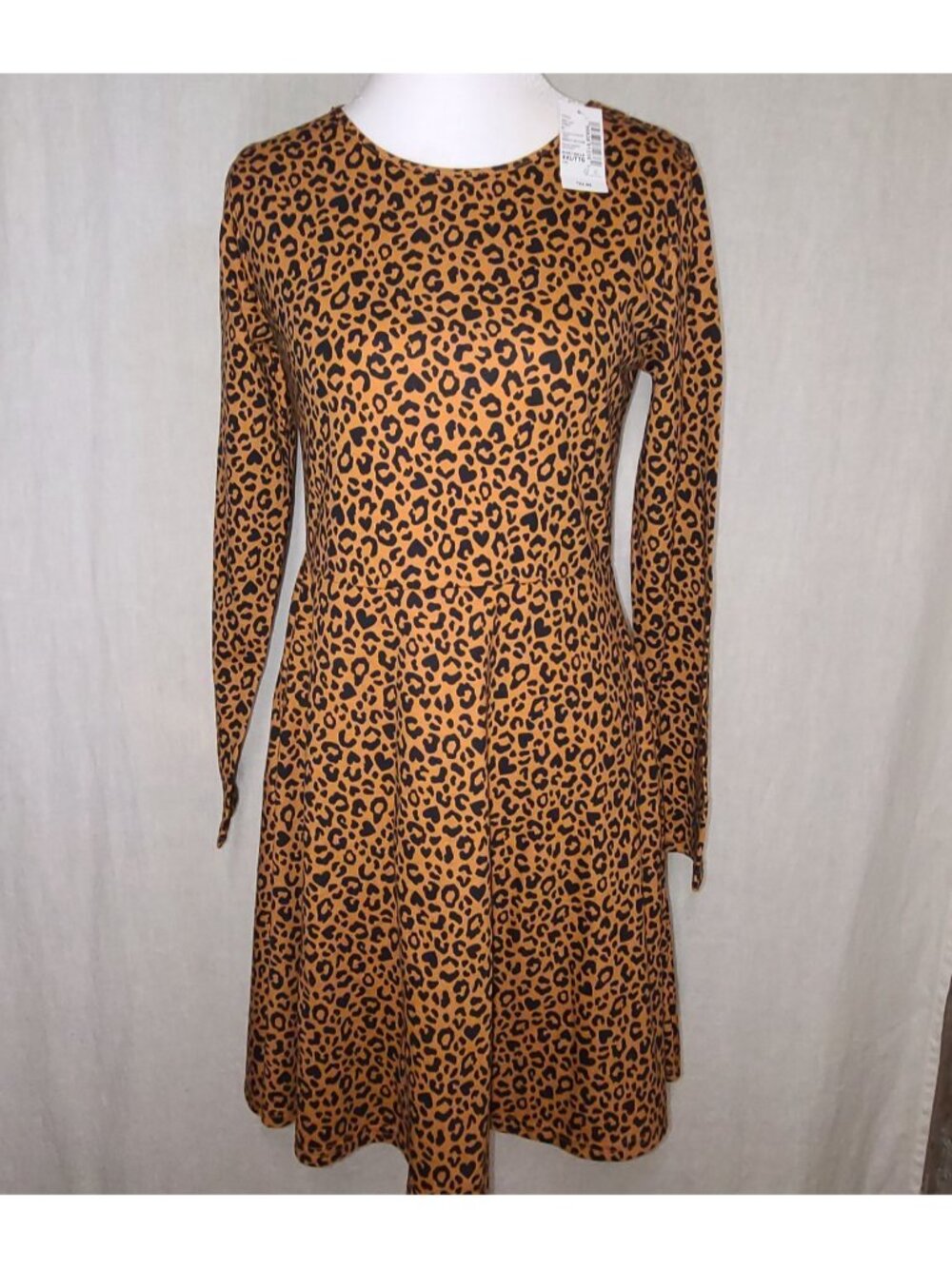 NWT Children's Place Girls XXL (16) Leopard Print Long Sleeve Skater Dress